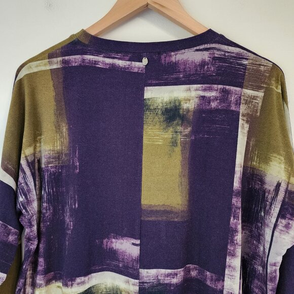 Q’Neel Women Abstract Printed A-Line Tunic, Plum/Ochre Sz 6 Viscose Blend Casual - Picture 8 of 15